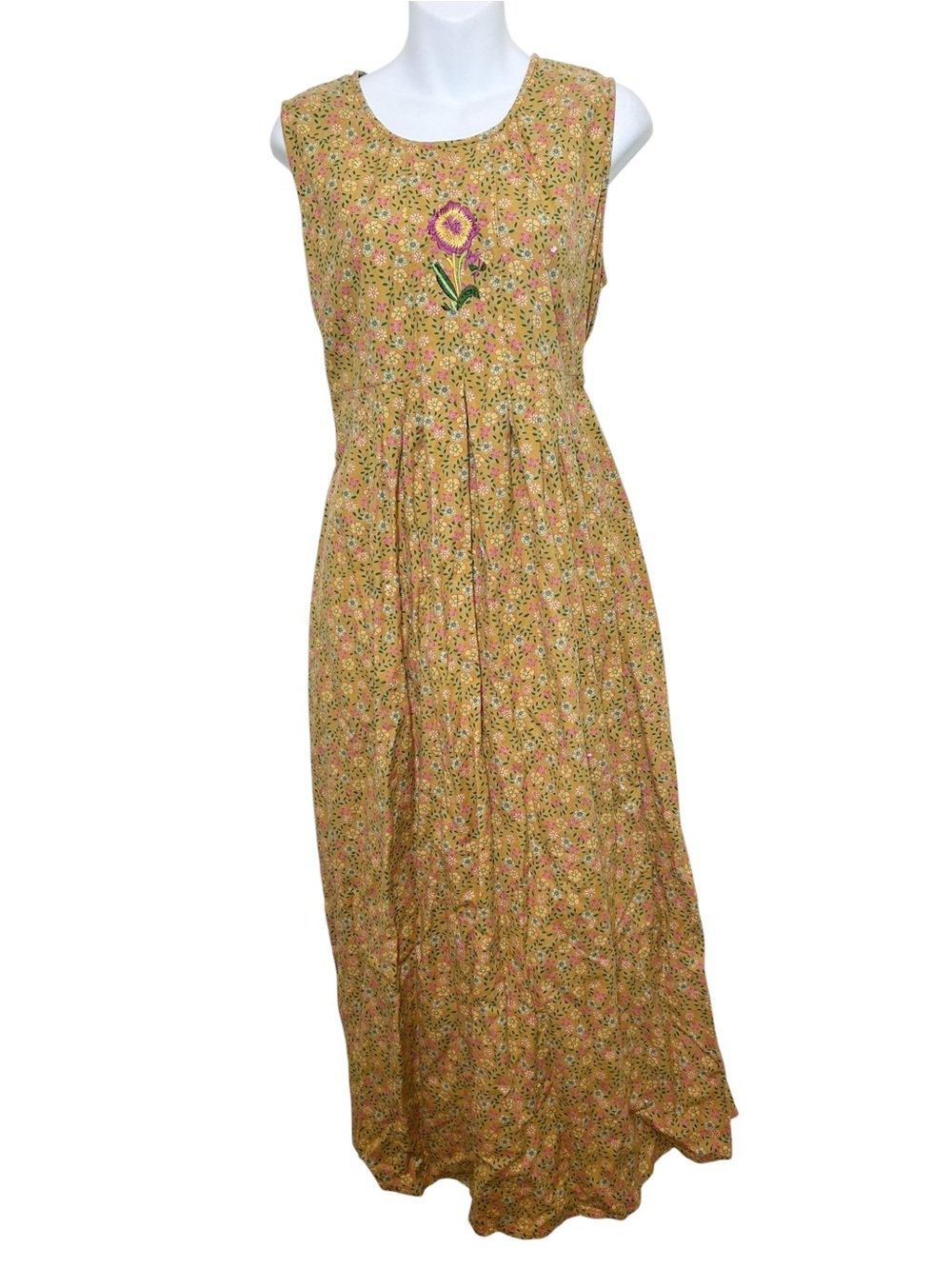Vintage April Cornell floral overall dress size large cottage Prairiecore boho